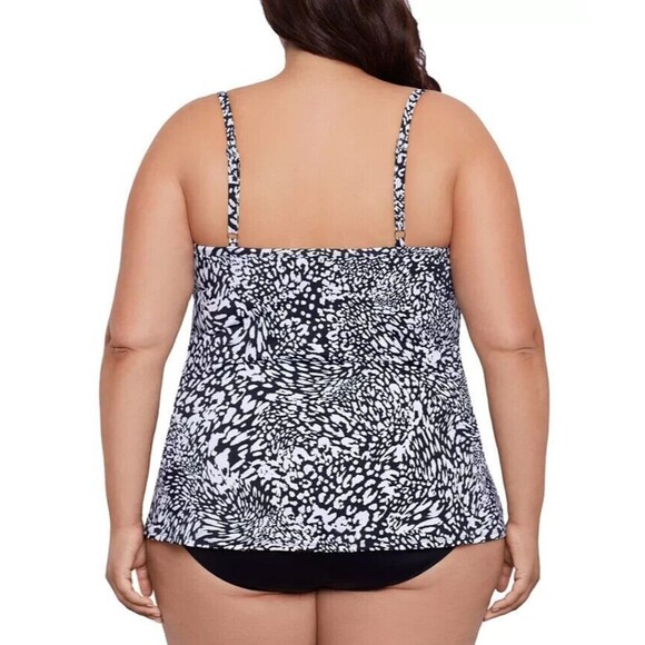 Swim Solutions Women's Plus Size Printed Flyaway Fauxkini One Piece Swimsuit 20W - Picture 3 of 11